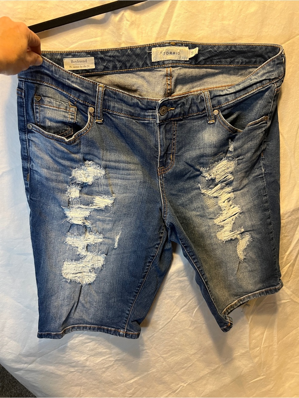 torrid Blue Washed Distressed Denim Shorts